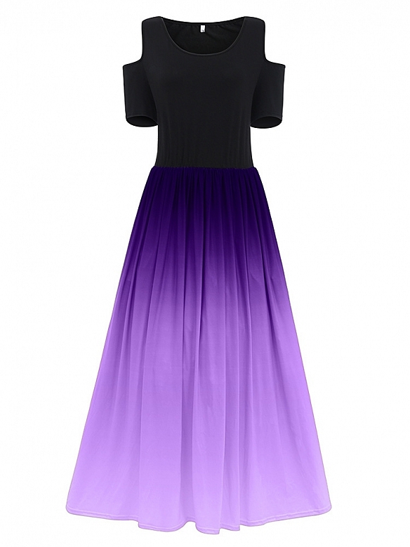 Damen Ombré-Maxikleid mit Kalte Schulter FK009