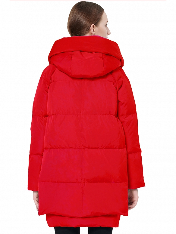 Damen Wintermantel mit Reißverschluss und Kapuze FT061