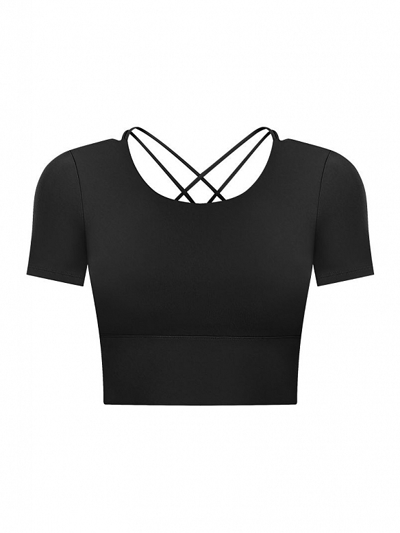 Damen Cropped Sportshirt mit BH FT020
