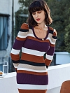 Damen Figurbetontes Strickkleid mit Farbblock FK007