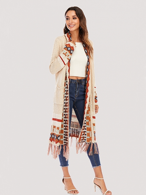 Damen Vintage Langer Cardigan FT042