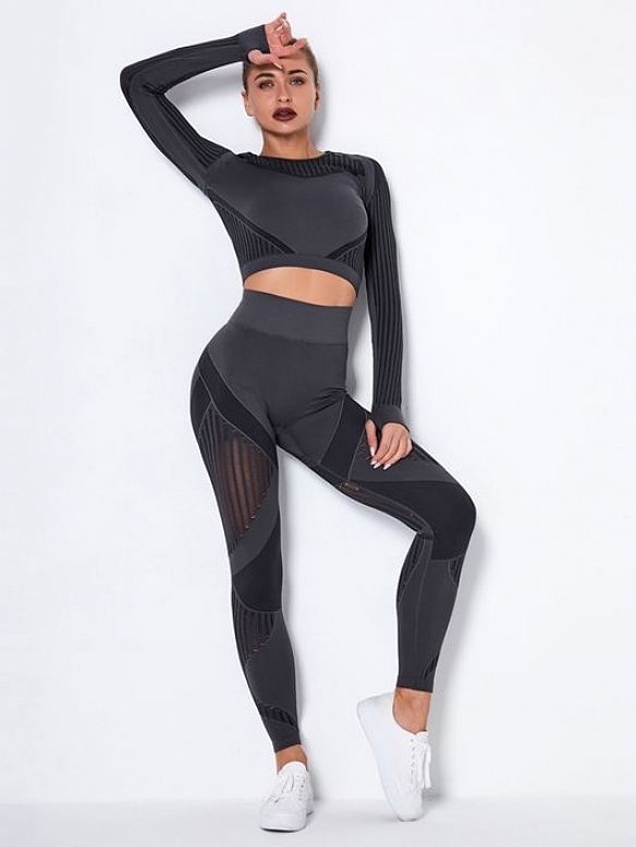 Damen Nahtlose Schnelltrocknende Fitnessanzug Sport-Set FA005