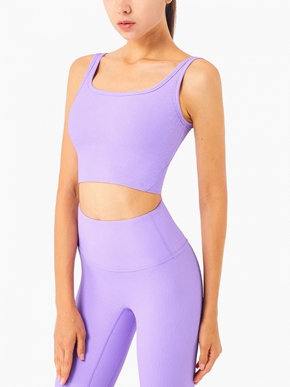 Damen Gerippte Sport-BH Sport Bra Top FT009