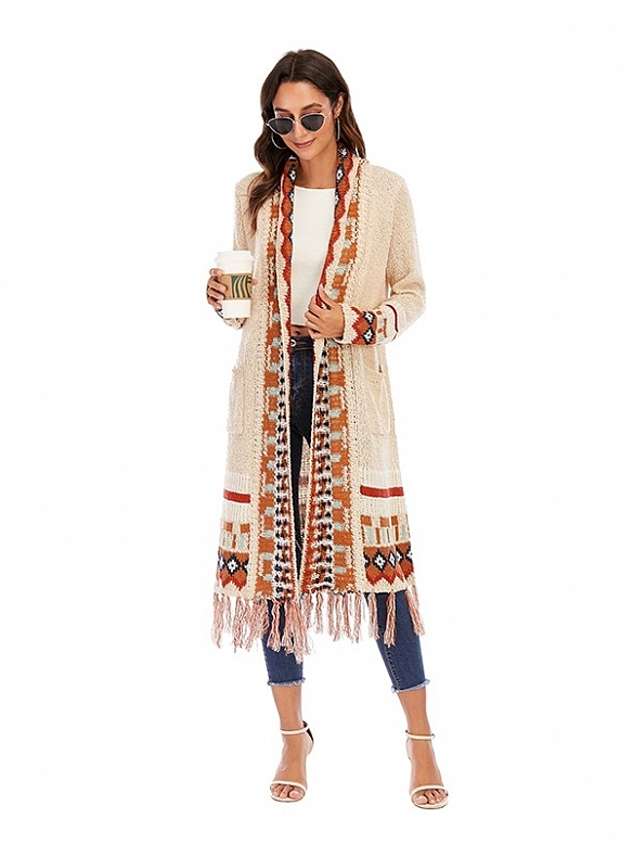 Damen Vintage Langer Cardigan FT042