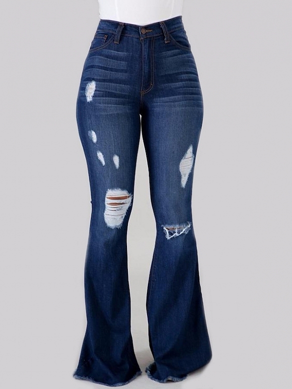 Damen Flare High Waist Jeans mit Destroyed-Details FH190