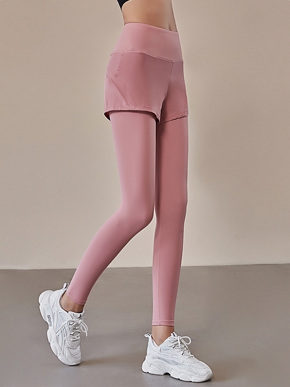 Damen Zweilagige High Waist Yogahose Shaping-Sporttights FH209