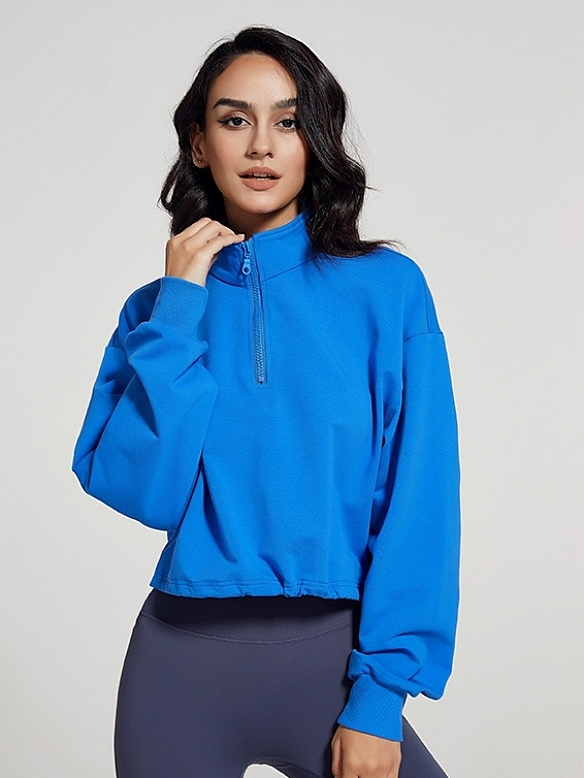 Damen Kurzes Sport Sweatshirt mit Zipper FT067