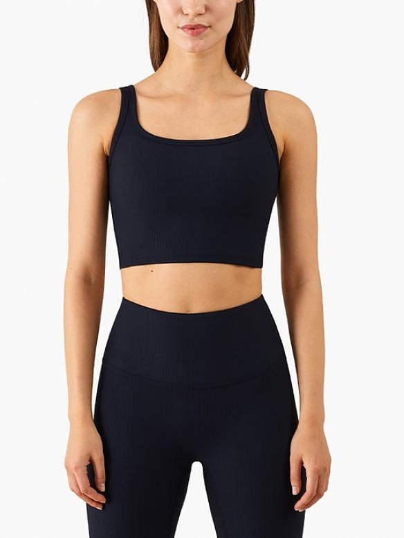 Damen Gerippte Sport-BH Sport Bra Top FT009