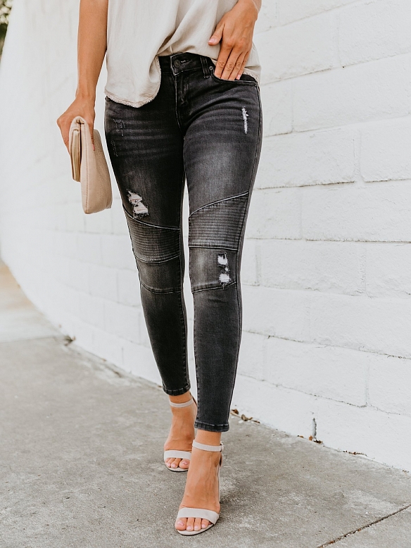 Damen Hohe elastische Skinny Regular Jeans FH244