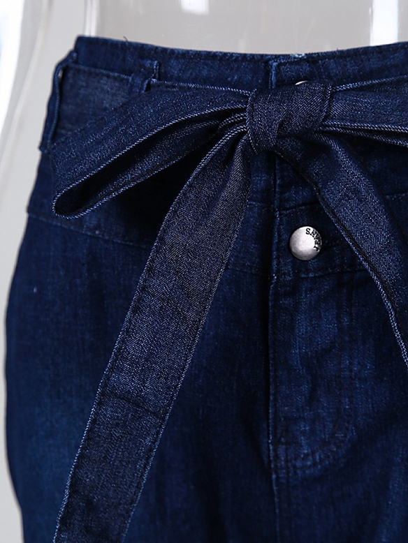 Damen High Waist Ausgestellte Jeans FH146