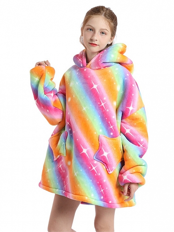 Kinder Gemusterte Oversized Hoodie FT054