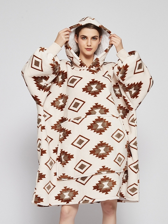 Damen Gemusterte Oversized Hoodie FT055