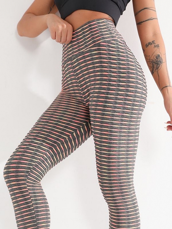 Damen Hohe elastische Gestrickte Leggings Yogahose FH083