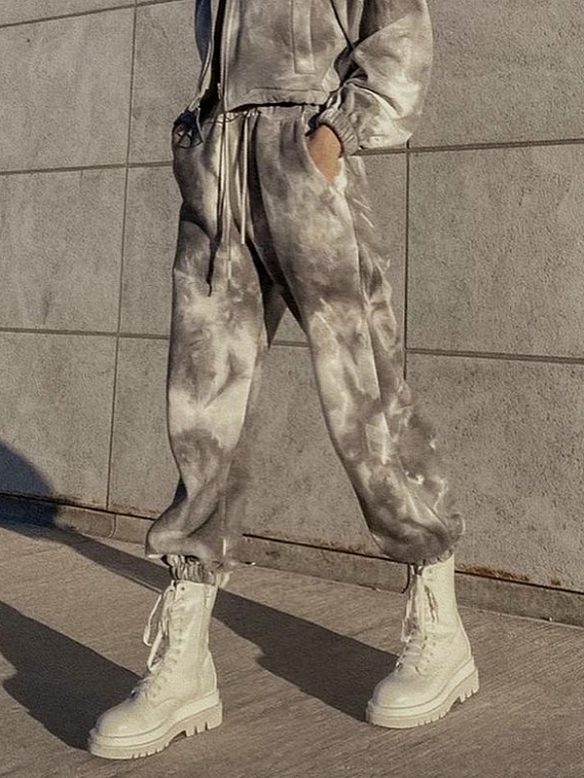 Damen Batik 2-teiliges Set Kurze Jacke und Sporthose FA019