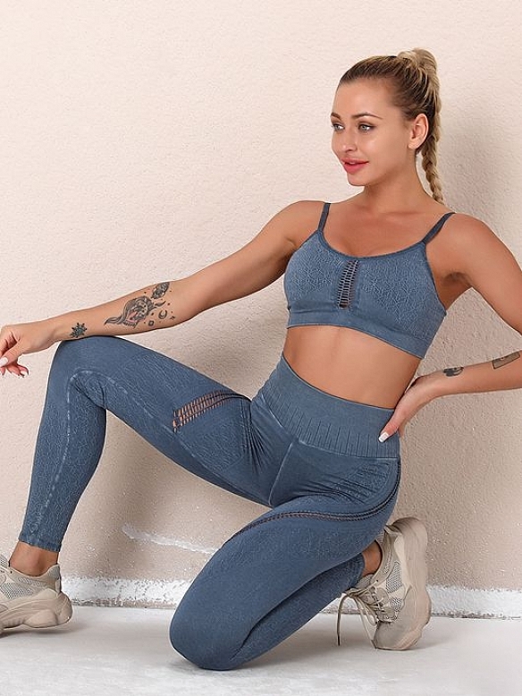 Damen Nahtlose Gestrickte Sportanzug Yoga-Set FA003