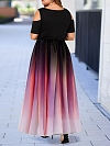 Damen Ombré-Maxikleid mit Kalte Schulter FK009