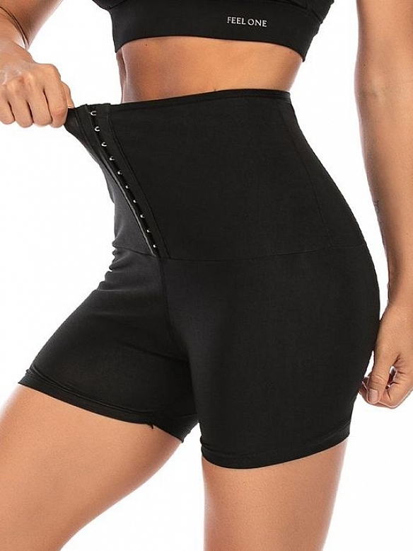 Damen Hight Waist Saunashorts mit Haken-Reihen FH048