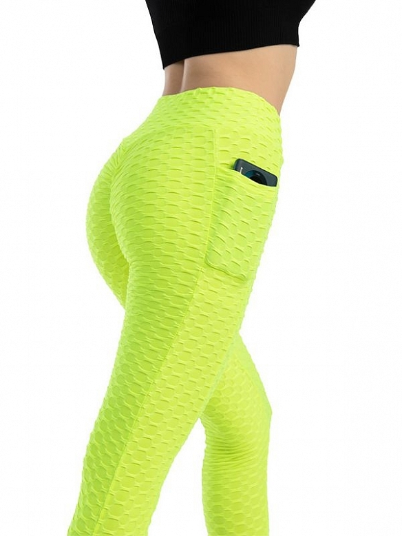 Damen Hohe elastische Yogahose Leggings mit Taschen FH072