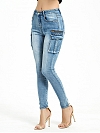Damen Skinny High Waist Jeans mit Taschen FH223