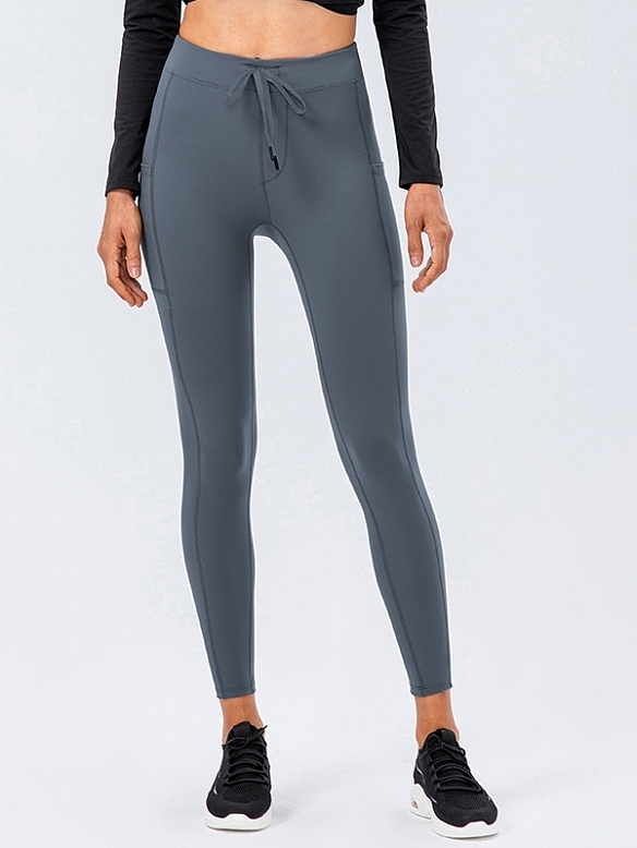 Damen Atmungsaktive Yogahose Sporttights mit Tunnelzug FH243