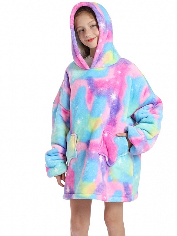Kinder Gemusterte Oversized Hoodie FT054