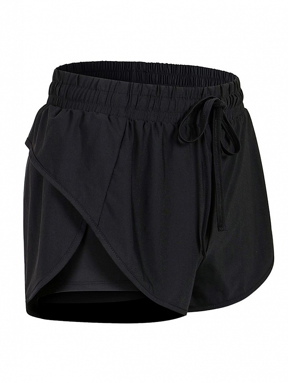 Damen Zweilagige Laufshorts Schnelltrocknende Sportshorts mit Tights FH024