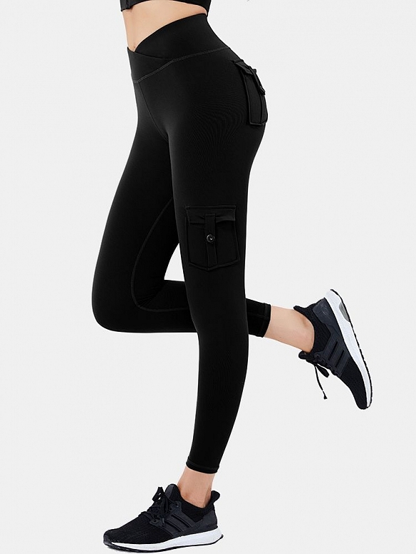Damen Hohe elastische High Waist Shaping-Sporttights FH063