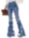 Damen Klassische Hohe elastische Ausgestellte Jeans FH236