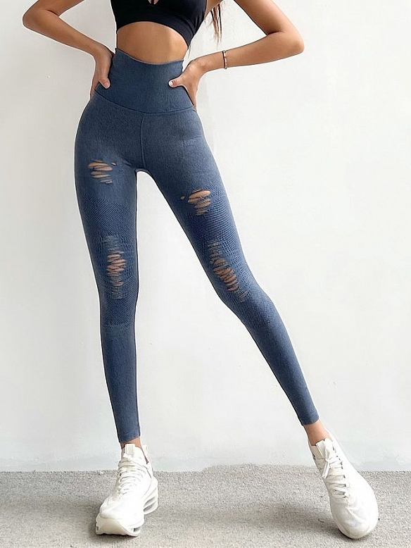 Damen Jeans-Leggings mit markanten Used-Details FH068