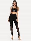 Damen Skinny High Waist Leggings mit Spitze FH229