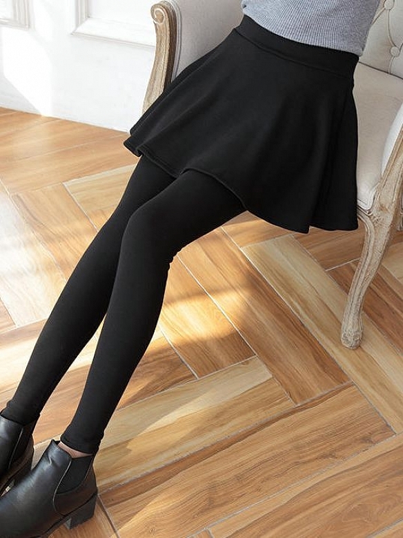 Winter Warme Leggings Hosen mit Rock für Damen FH187