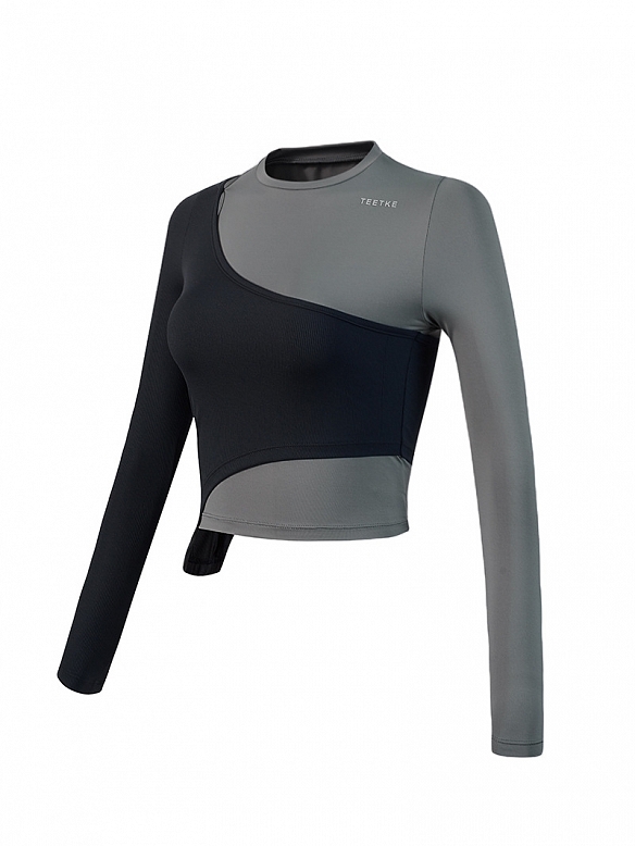 Damen Figurbetontes Langarmshirt  Atmungsaktives Schnelltrocknendes Sporttop FT068