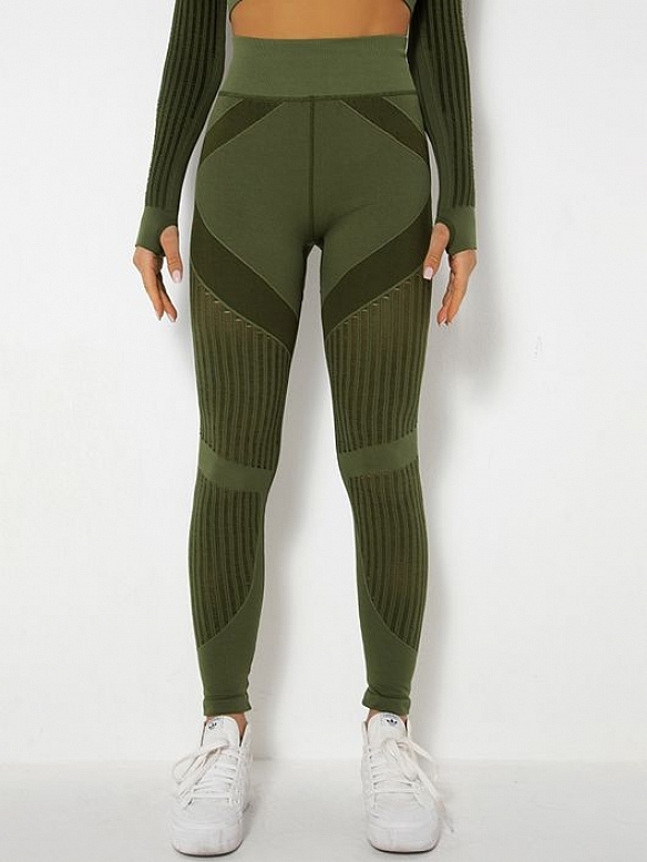 Damen Nahtlose Schnelltrocknende Gestrickte Leggings Sporttights FH034