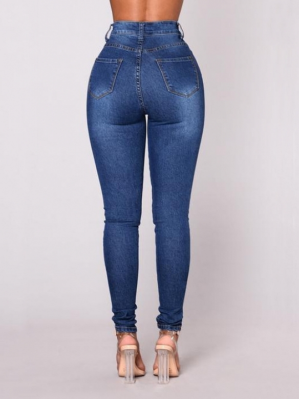 Damen Hohe elastische Skinny High Jeans FH192