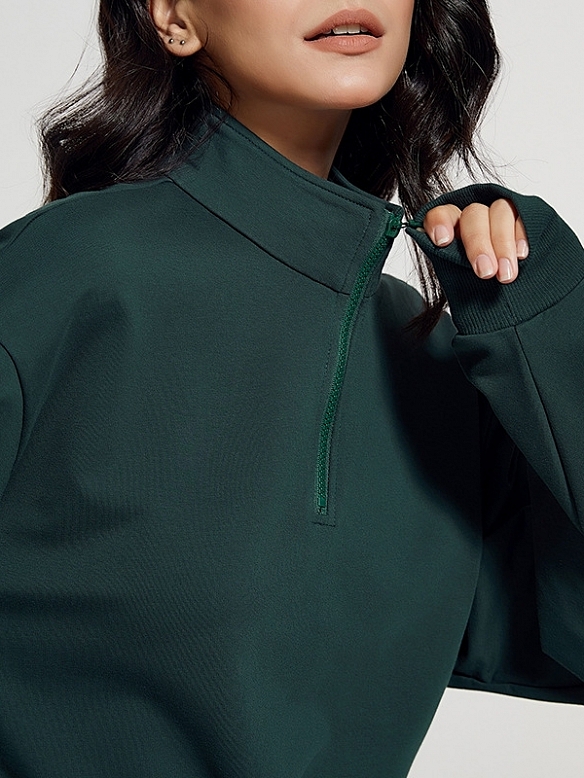 Damen Kurzes Sport Sweatshirt mit Zipper FT067