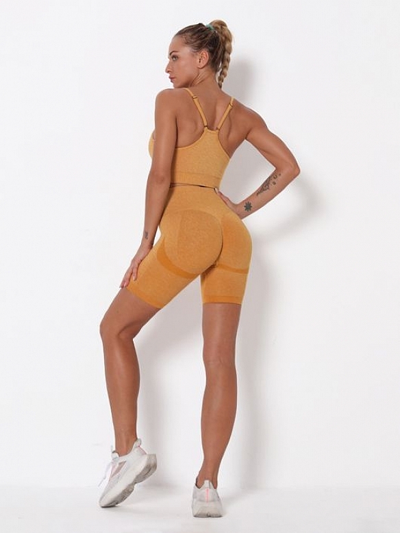 Damen Nahtlose Gestrickte Yoga-Set Sport-Set FA007