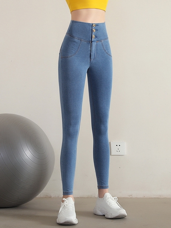 Damen Push Up High Waist Sporttights Jeans-Leggings FH214