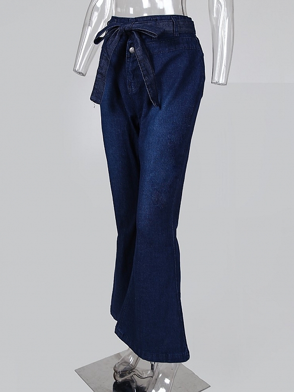 Damen High Waist Ausgestellte Jeans FH146