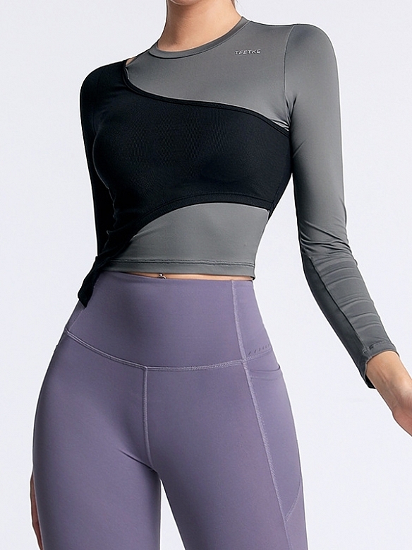 Damen Figurbetontes Langarmshirt  Atmungsaktives Schnelltrocknendes Sporttop FT068