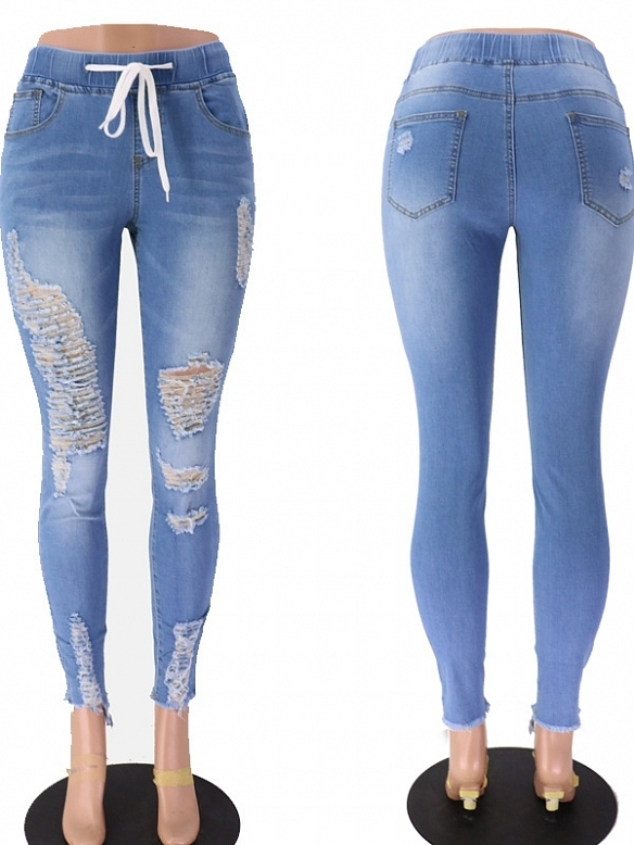 Damen Skinny Regular Ripped Jeans FH181