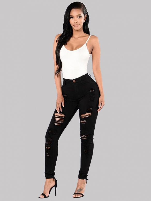 Damen Shaping-Tights mit Destroyed-Details FH092