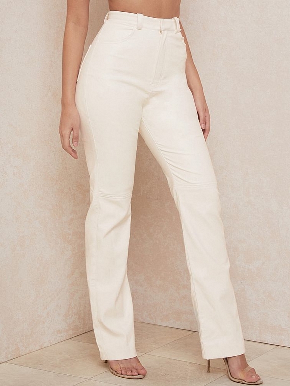 Damen Hose aus Lederimitat mit geradem Schnitt FH095