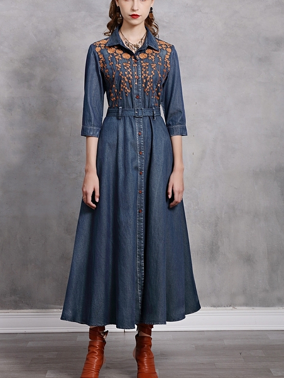 Damen Vintage Denimkleid FK001