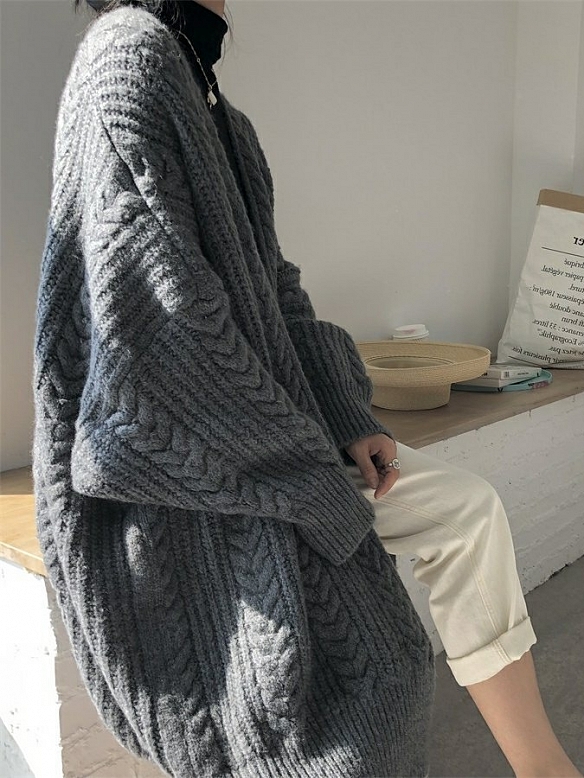 Damen Langer Strickcardigan FT038