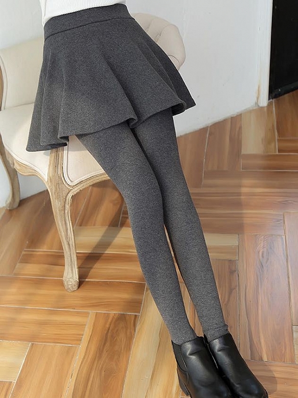Winter Warme Leggings Hosen mit Rock für Damen FH187