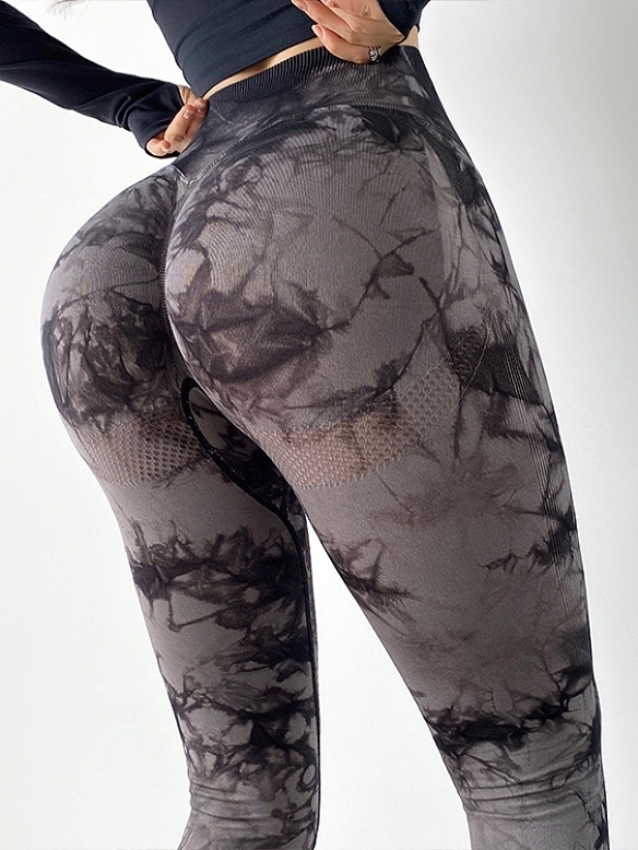 Damen Batik Hohe Tailie Sporttights Push Up Leggings FH239