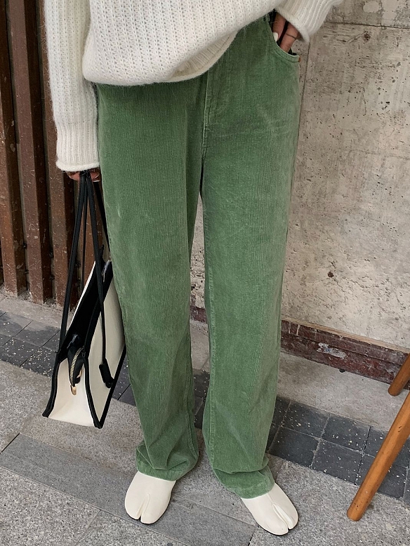 Damen Corduroy High-waisted Straight Leg Jeans QX031