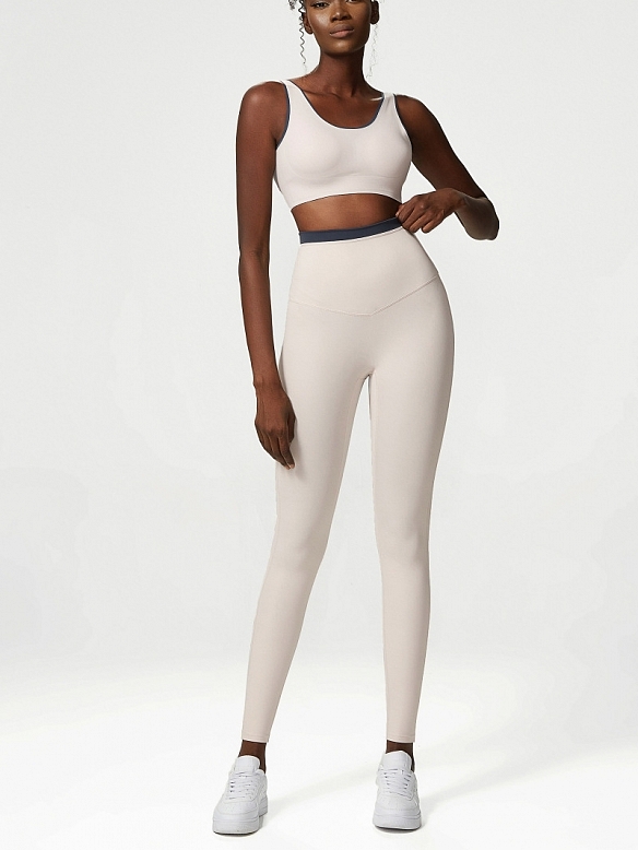 Damen Atmungsaktive Yogahose mit Hoher Taille Sporttights FH225