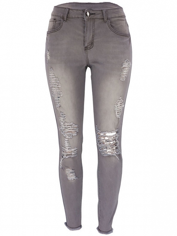 Damen Skinny Low Jeans mit Riss FH174