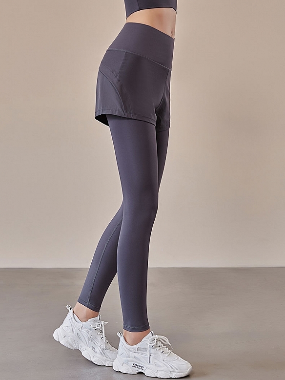 Damen Zweilagige High Waist Yogahose Shaping-Sporttights FH209